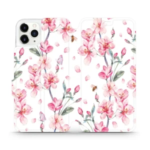 Etui z klapką do iPhone 11 Pro Max, Mobiwear Book, różowa wiosna