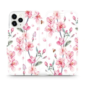Etui z klapką do iPhone 11 Pro, Mobiwear Book, różowa wiosna