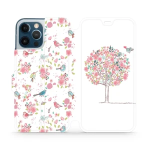 Etui z klapką do iPhone 12 Pro Max, Mobiwear Book, różowy gaj
