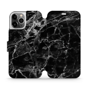 Etui z klapką do iPhone 12 Pro, Mobiwear Book, czarny marmur