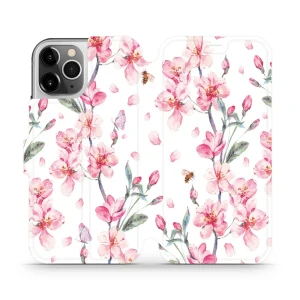 Etui z klapką do iPhone 12 Pro, Mobiwear Book, różowa wiosna
