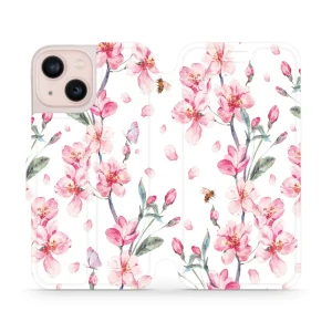 Etui z klapką do iPhone 13 Mini, Mobiwear Book, różowa wiosna
