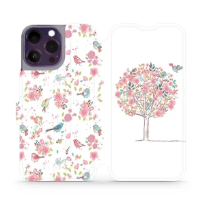 Etui z klapką do iPhone 14 Pro Max, Mobiwear Book, różowy gaj