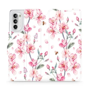 Etui z klapką do Motorola Moto G52, Mobiwear Book, różowa wiosna