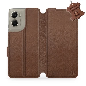 Etui z naturalnej skóry do Motorola Moto G06 4G / Motorola Moto G06 Power 4G, Mobiwear Leather, brązowe