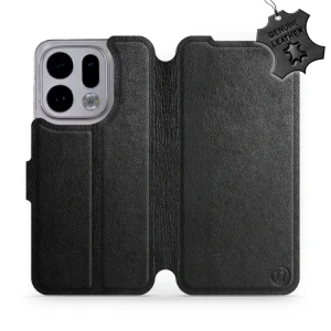 Etui z naturalnej skóry do Oppo Find X9, Mobiwear Leather, czarne
