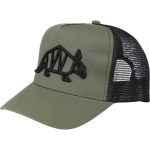 Czapka z daszkiem i siatką Snapback Trucker z logo Pancernik.eu, zielono-czarna ze czarnym naszyciem