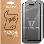 Prywatyzujące szkło hartowane Bizon Glass Edge Shadow do iPhone 16 Pro / 17 / 17 Pro, przyciemniane z czarną ramką
