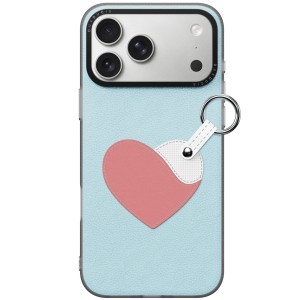 Etui ze smyczką Dux Ducis Luvy do iPhone 17 Pro Max, niebieske z rożowym sercem