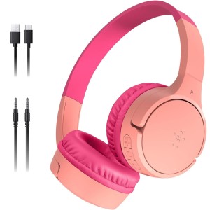 Słuchawki nauszne bezprzewodowe z mikrofonem Belkin SoundForm Mini dla dzieci, różowe