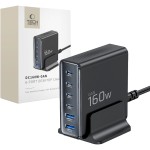 Stacja ładująca GaN 4x USB-C PD, 2x USB-A QC 3.0, 160W, Tech-Protect DC160W, czarna