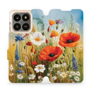 Etui z klapką do Honor X7d 4G/5G / Honor 400 Smart 4G/5G, Mobiwear Book, łąkowe kwiaty