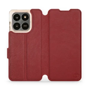 Etui z naturalnej skóry do Honor X7d 4G/5G / Honor 400 Smart 4G/5G, Mobiwear Leather, ciemno-czerwone