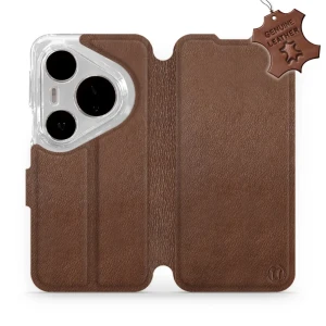 Etui z naturalnej skóry do Huawei Pura 80 Pro / Huawei Pura 80 Pro Plus, Mobiwear Leather, brązowe