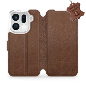 Etui z naturalnej skóry do Oppo Find X9 Pro, Mobiwear Leather, brązowe