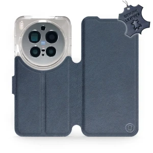 Etui z naturalnej skóry do Vivo X300 Pro, Mobiwear Leather, granatowe