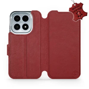 Etui z naturalnej skóry do Xiaomi 17, Mobiwear Leather, ciemno-czerwone