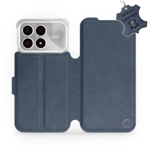 Etui z naturalnej skóry do Xiaomi POCO F8 Pro, Mobiwear Leather, granatowe