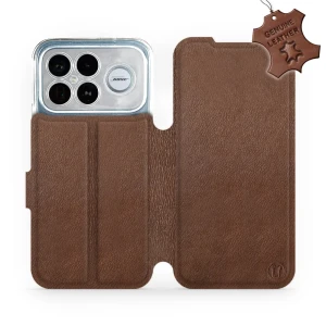 Etui z naturalnej skóry do Xiaomi POCO F8 Ultra, Mobiwear Leather, brązowe