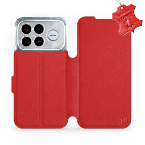 Etui z naturalnej skóry do Xiaomi POCO F8 Ultra, Mobiwear Leather, czerwone