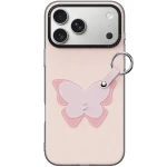 Etui ze smyczką Dux Ducis Luvy do iPhone 17 Pro, różowe z motylem