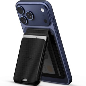 Portfel magnetyczny na karty z podstawką Tech-Protect MagWallet Stand do MagSafe, czarny karbonowy 