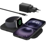 Ładowarka indukcyjna Belkin Boost Pro Travel Pad 2w1 Qi2 15W WIZ026 dla iPhone z MagSafe / Apple Watch, czarna
