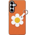 Etui ze smyczką Dux Ducis Luvy do Galaxy S26, pomarańczowe z stokrotką