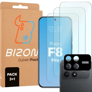 3x Szkło hartowane + szybka na aparat Bizon Glass Clear Pack do Xiaomi POCO F8 Pro