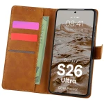 Etui z klapką Bizon Case Pocket do Galaxy S26 Ultra, brązowe