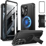 Etui pancerne Supcase UB Pro MagSafe Aramid SP+noSP do Galaxy S26 Ultra, czarne z włóknem węglowym