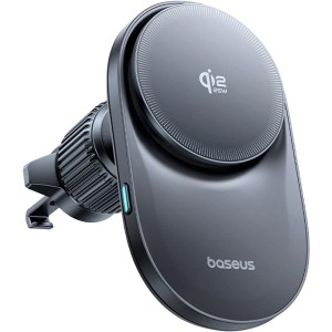 Uchwyt samochodowy z ładowaniem Qi 2.2 do MagSafe, 25W, Baseus PrimeTrip VC2 Pro, do kratki nawiewu, kabel USB-C, czarny
