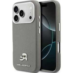 Etui Karl Lagerfeld HardCase Karl and Choupette Head Pin Saffiano do MagSafe do iPhone 17 Pro, szare