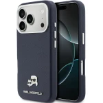 Etui Karl Lagerfeld HardCase Karl and Choupette Head Pin Saffiano do MagSafe do iPhone 17 Pro Max, granatowe