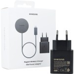 Ładowarka indukcyjna Qi2.2 25W + ładowarka sieciowa 45W, Samsung Magnet Wireless Charger, do MagSafe / MPP, nylonowy kabel USB-C, czarna