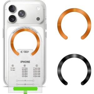 2 X Blaszka magnetyczna Tech-Protect MMP-210 Magnetic MagSafe Ring dla etui bez MagSafe 2szt, czarna / pomarańczowa