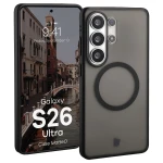 Etui z pierścieniem magnetycznym Bizon Case MatteO do Galaxy S26 Ultra, przydymione-czarne