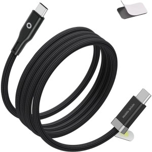 Kabel USB-C - USB-C 60W PD z magnetyczną końcówką, Mobile Origin Stay Cable CB6, oplatany, czarny