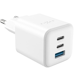 Ładowarka sieciowa GaN 1x USB-A 2x USB-C PD 3.0, 65W, Fixed Mini PD 65 GaN Charger, QC 4.0, AFC, FCP, SCP, kompaktowa, biała