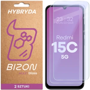 Elastyczne szkło hybrydowe Bizon Hybrid Mule Duo do Xiaomi Redmi 15C 5G, 2 sztuki