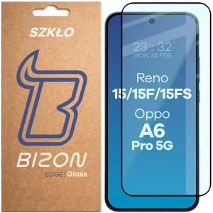 Szkło hartowane Bizon Glass Edge do Oppo Reno 15 / 15 F / 15 FS / A6 Pro 5G, czarna ramka