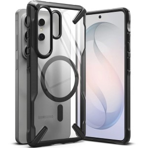 Etui Ringke Fusion X Magnetic do MagSafe do Galaxy S26 Ultra, przezroczyste z czarną ramką