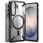 Etui Ringke Fusion X Magnetic do MagSafe do Galaxy S26, przezroczyste z czarną ramką