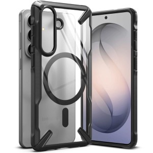 Etui Ringke Fusion X Magnetic do MagSafe do Galaxy S26, przezroczyste z czarną ramką