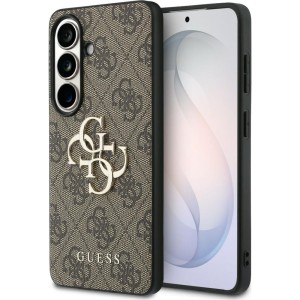 Etui Guess Hardcase Leather do Galaxy S26, brązowe z Big Logo Guess