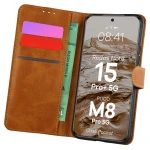 Etui z klapką Bizon Case Pocket do Xiaomi Redmi Note 15 Pro Plus 5G / POCO M8 Pro 5G, brązowe