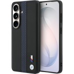 Etui BMW Hardcase Leather do Galaxy S26 do MagSafe, czarne z granatowym paskiem