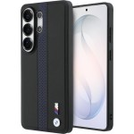 Etui BMW Hardcase Leather do Galaxy S26 Ultra do MagSafe, czarne z granatowym paskiem