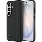 Etui Mercedes-Benz Leather Laurel Leaves Stripes do Galaxy S26 Ultra do MagSafe, czarne z eleganckim wzorem sportowym