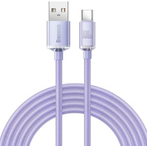 OUTLET: Kabel Baseus Crystal Shine 100W 5A USB-A do USB-C 2m, fioletowy